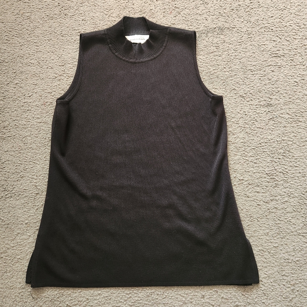MISOOK Womens Tank Top Medium Black Sleeveless Summer Mock Neck